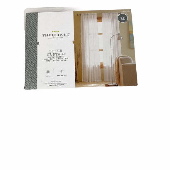 Threshold Other - THRESHHOLD Sheer White Curtain Panel 84% NWT